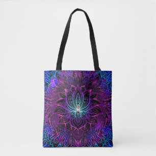 Neon Lotus Flower Boho Skriv ut Tygkasse