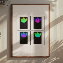 Neon Lotus Glow Poster