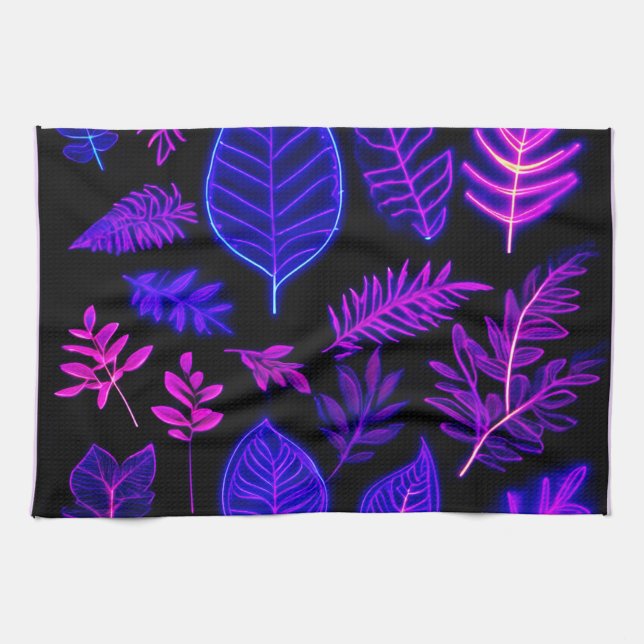 Neon Löv in Rosa and Lila Hues Kökshandduk (Horisontell)