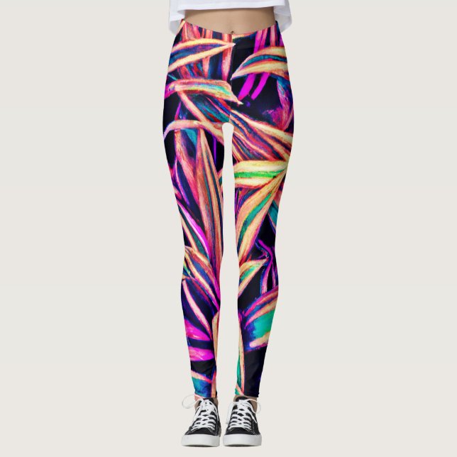 Neon Löv Mönster Unveiled Leggings (Framsida)