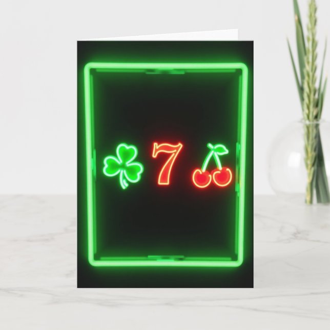 Neon Lucky Number Seven-kort Kort (Framsida)