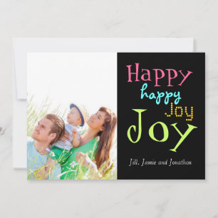 Neon Lycklig Joy Typography-julfotoport Julkort
