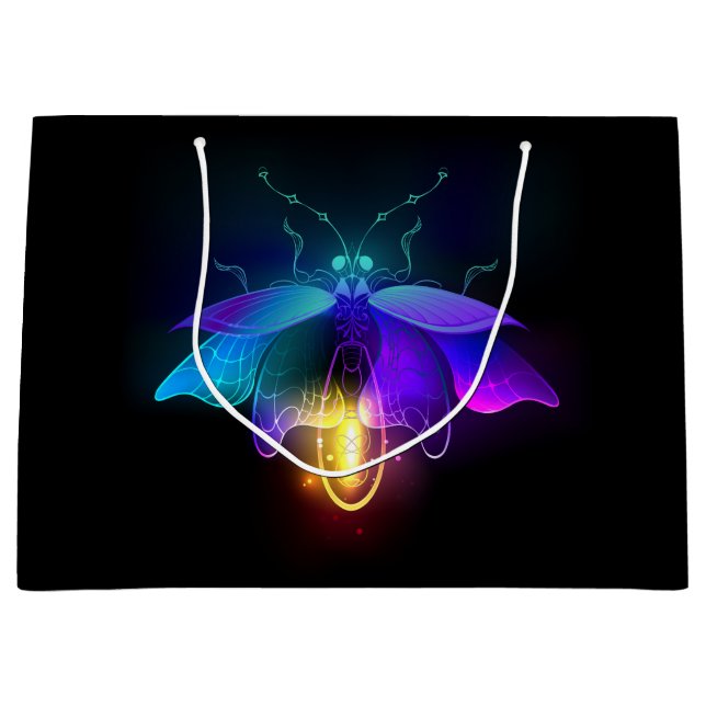 Neon lysande eldflugor på svart (Framsidan)
