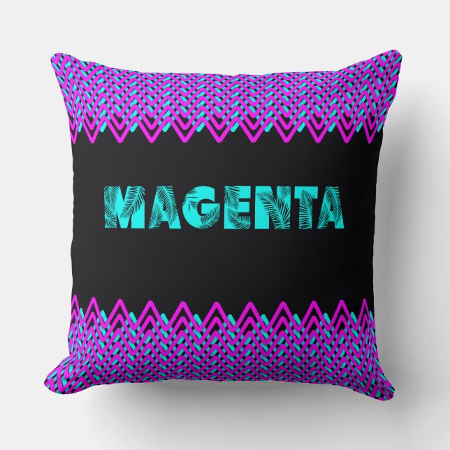 Neon Magenta Chevron Dekorativ kudde (Framsida)