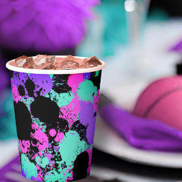 Neon Magenta Lila Teal Paint Splatter Birthday