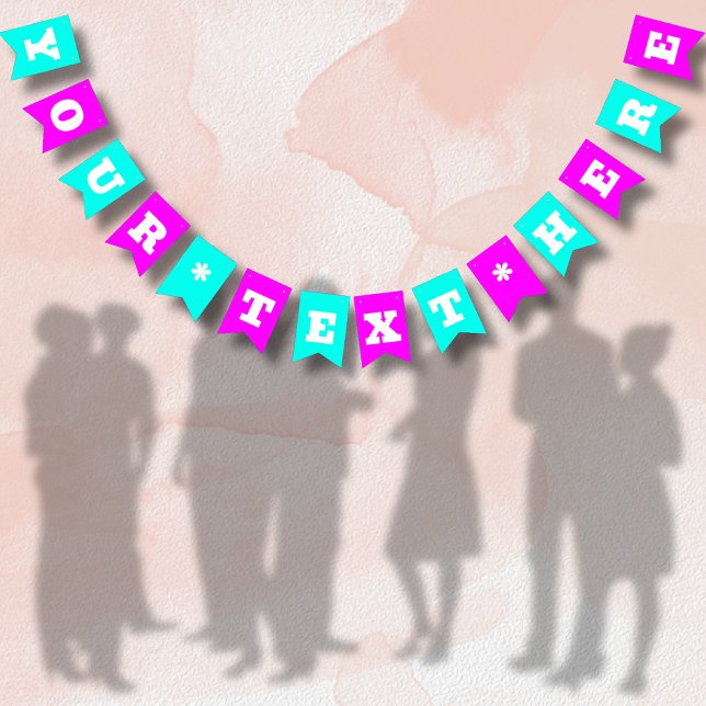 Neon Magenta och Turkos Enfärgad | Anpassad Vimplar (Skapare uppladdad)