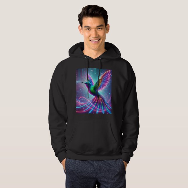 Neon Magic Hummingbird Hoodie T-Shirt Design (Hel framsida)