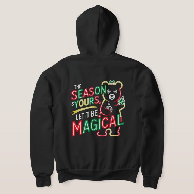 Neon Magical Christmas Bear cozy winter T Shirt (Laydown Baksida)
