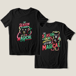 Neon Magical Christmas Bear Women's Cozy Holiday  T Shirt