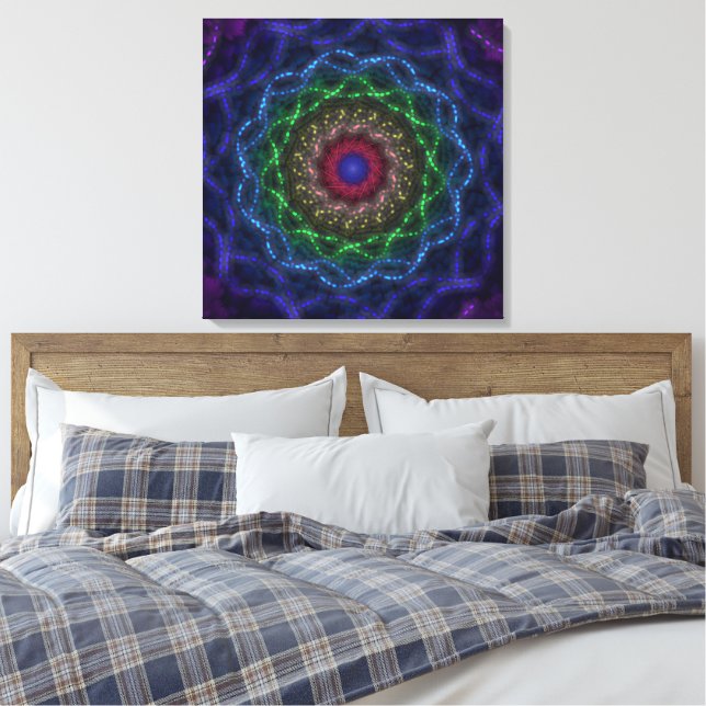 Neon Mandala Fraktal Canvastryck (Insitu (sovrum))