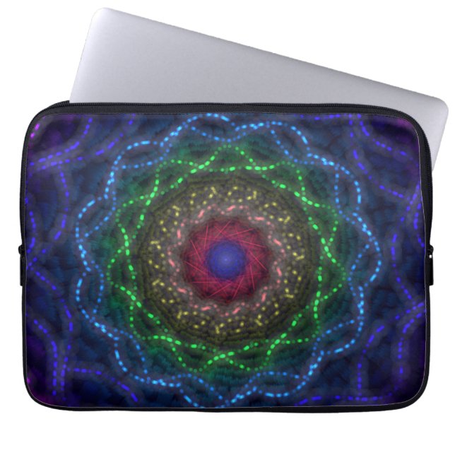 Neon Mandala Fraktal Laptop Fodral (Framsidan)