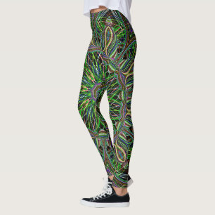 Neon Mandala Mönster Yoga Leggings