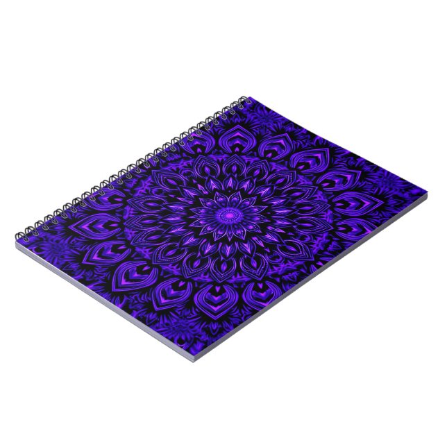 Neon Mandala: Radiant Symmetry Anteckningsbok (Vänstra Sidan)