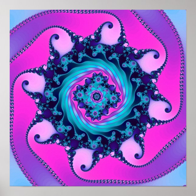 Neon Mandelbrot Fraktal Poster (Framsidan)