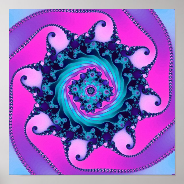 Neon Mandelbrot Fraktal Poster (Framsidan)