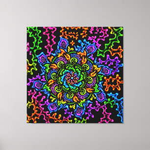 Neon Mandella Print Canvastryck