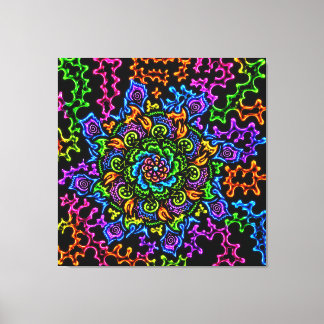 Neon Mandella Print Canvastryck