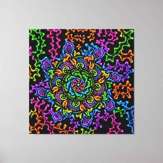 Neon Mandella Print Canvastryck (Framsida)