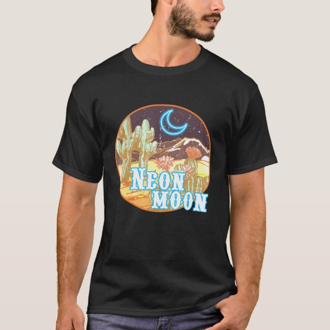 Neon Måne Retro Western 80-tal, 90-tal Land Tee (Framsida)