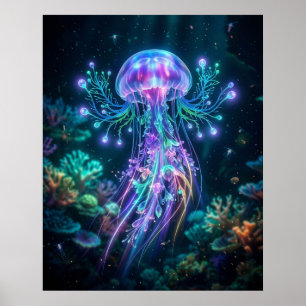 Neon Maneter Elektriskt Djup Poster