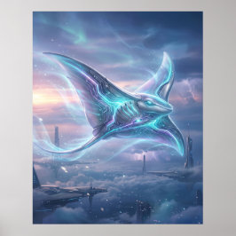 Neon Manta Rock Himmel Hav Poster