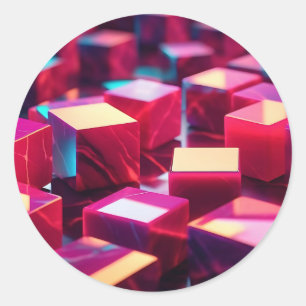 Neon Marble Cube Runt Klistermärke