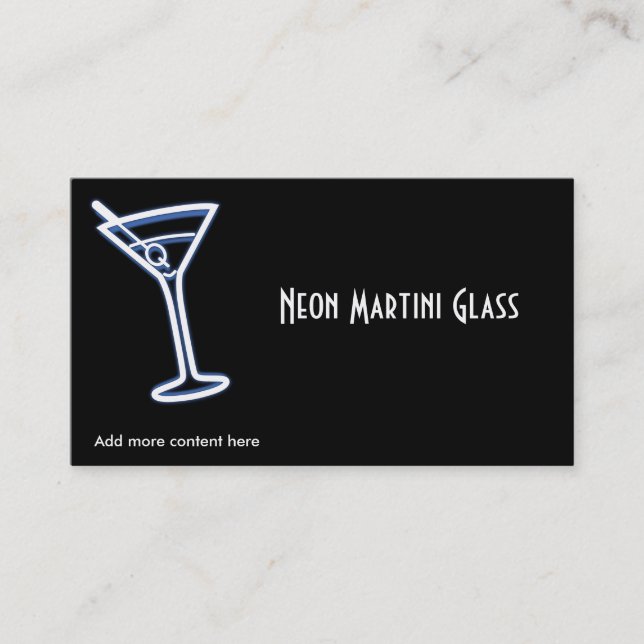 Neon Martini Mixology Pub Business Card-mall Visitkort (Framsida)
