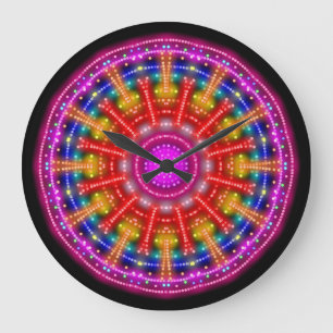 Neon Medallion Stor Klocka