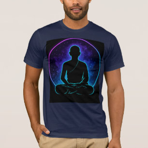 Neon Meditating Munk Andlig T-Shirt Cosmic Ze