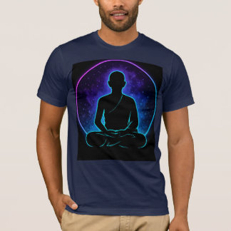 Neon Meditating Munk Andlig T-Shirt | Cosmic Ze