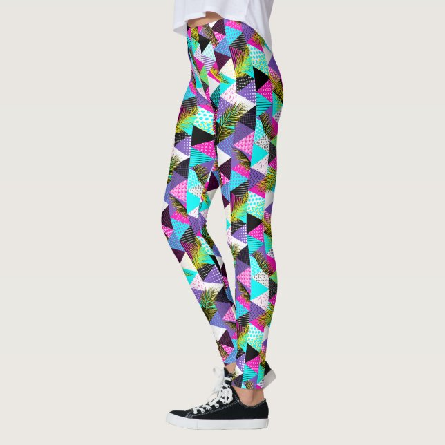 Neon Memphis Stil Triangles Leggings (Vänster)