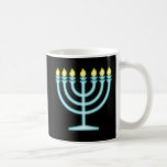 Neon Menorah Kaffemugg<br><div class="desc">Blå menorah i neontecknet stil.</div>