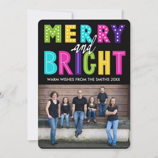 Neon Merry och Bright Julkort (Framsida)