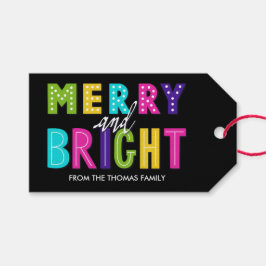 Neon Merry och Bright Presentetikett