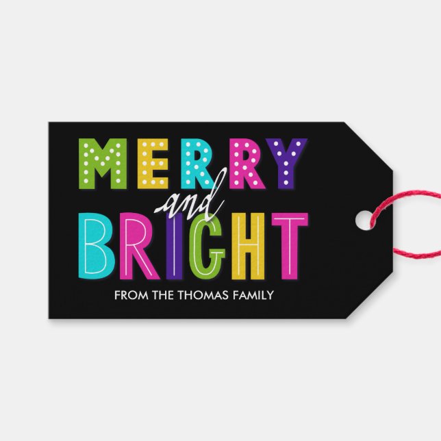 Neon Merry och Bright Presentetikett (Framsidan (Horisontell))