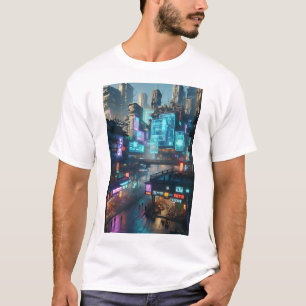 Neon Metropolis: Cyber Punk Street Scene T Shirt