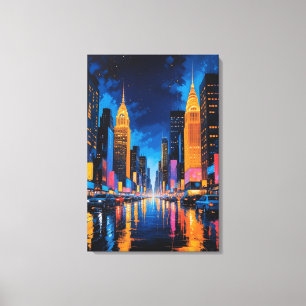 Neon Metropolis - Vibrant Nightscape Art Canvastryck