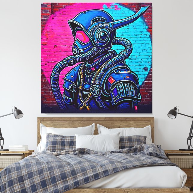 Neon Mfrågade Wall Graffiti Figur Art Canvastryck (Insitu (sovrum))