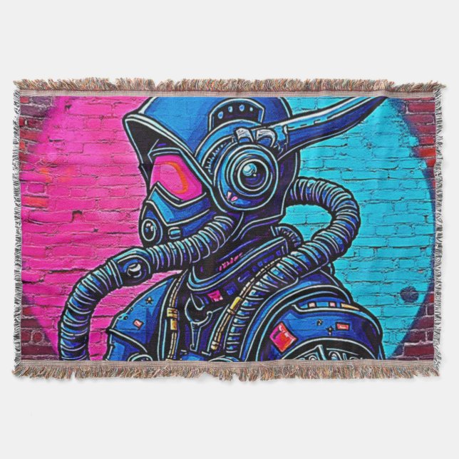 Neon Mfrågade Wall Graffiti Figur Art Filt (Framsidan)