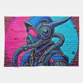 Neon Mfrågade Wall Graffiti Figur Art Kökshandduk