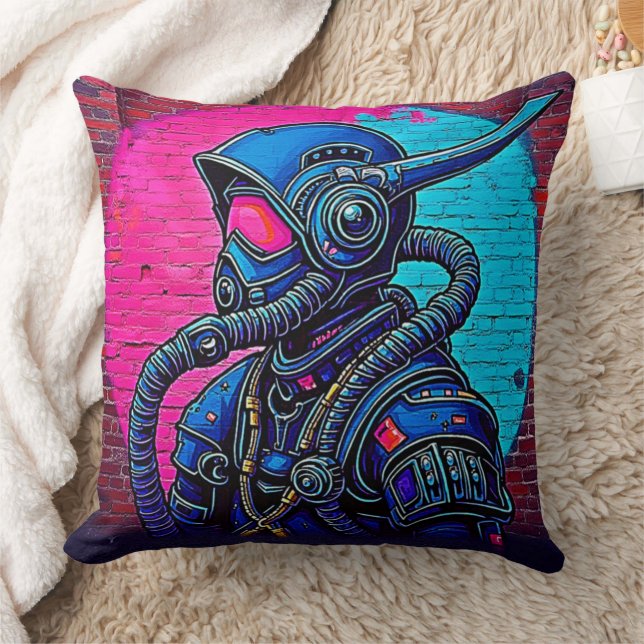 Neon Mfrågade Wall Graffiti Figur Art Kudde (Filt)