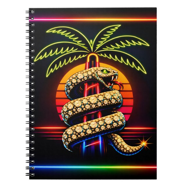 Neon Miami Nätter Diamantlyx Lyx  Anteckningsbok (Framsidan)