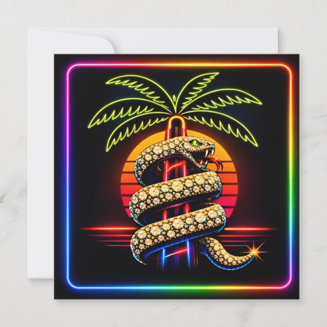 Neon Miami Nätter Diamantlyx Lyx  Inbjudningar (Framsida)