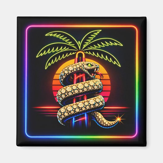 Neon Miami Nätter Diamantlyx Lyx  Magnet (Framsidan)