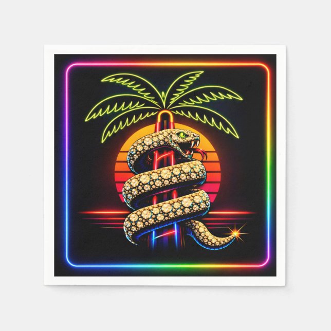 Neon Miami Nätter Diamantlyx Lyx  Pappersservett (Framsidan)
