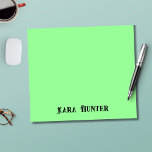 Neon Mint Färg | Modern Black Personlig Script Anteckningsblock<br><div class="desc">Neon Mint Färg Background och Modern Black Personlig Script,  Namn,  Last Name Classic | Enkel | Elegant | Professionell | Företag</div>