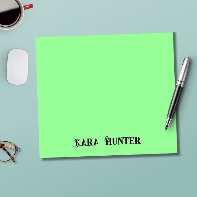 Neon Mint Färg | Modern Black Personlig Script Anteckningsblock (Skapare uppladdad)