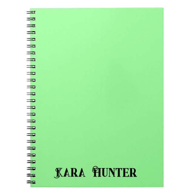 Neon Mint Färg | Modern Black Personlig Script Anteckningsbok (Framsidan)