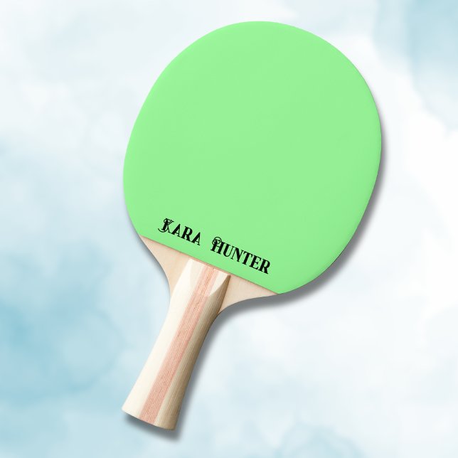 Neon Mint Färg | Modern Svart Personlig Skrift Pingisracket (Skapare uppladdad)