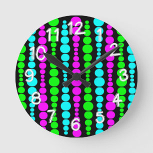 Neon Modern Rectangles Rund Klocka